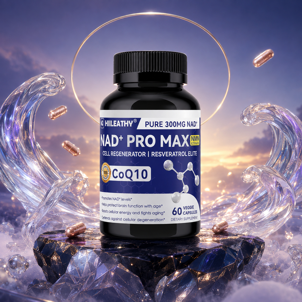 Suplemento NAD+ con Resveratrol y CoQ10.